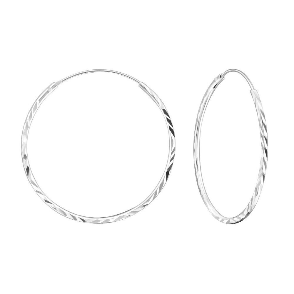 Sterling Silver Diamond Cut Hoops 30mm